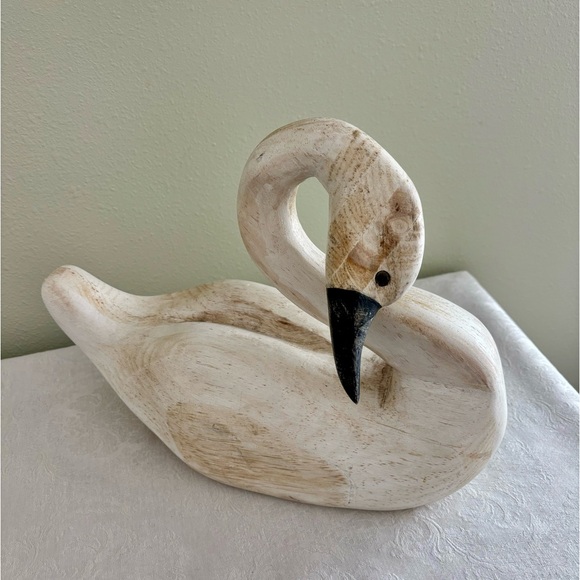 Vintage Other - Vintage Hand Carved Wooden Swan